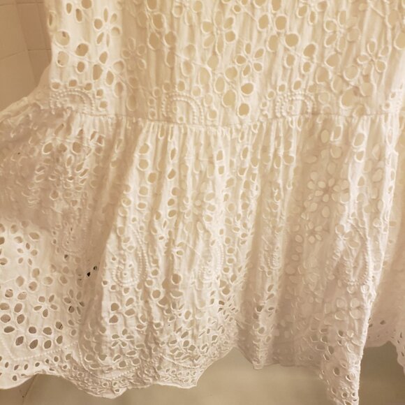 Magali Pascal Skirt Women's Large White Cotton Eyelet Maxi Boho Coastal - Picture 3 of 9